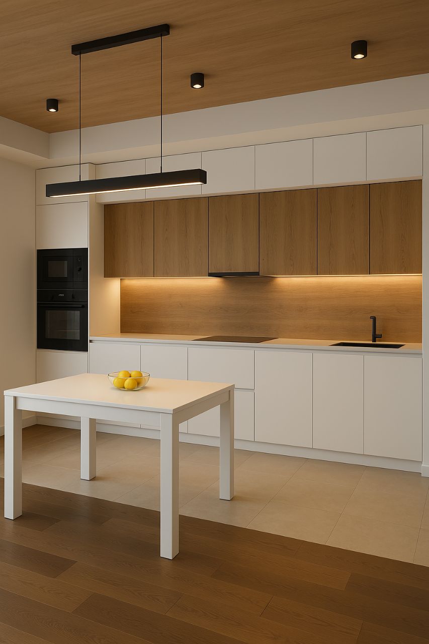 Линейная кухня с подсветкой, Гомель, Добруш